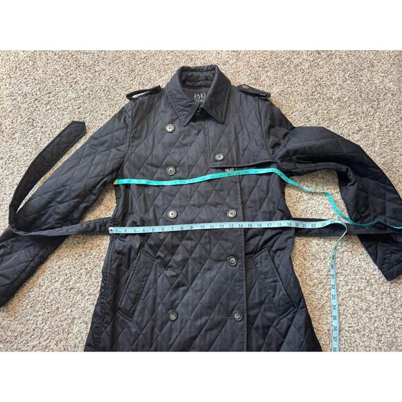 SAKS FIFTH AVENUE Quilted, Double breasted Trench Coat, size women's LG - Picture 5 of 16